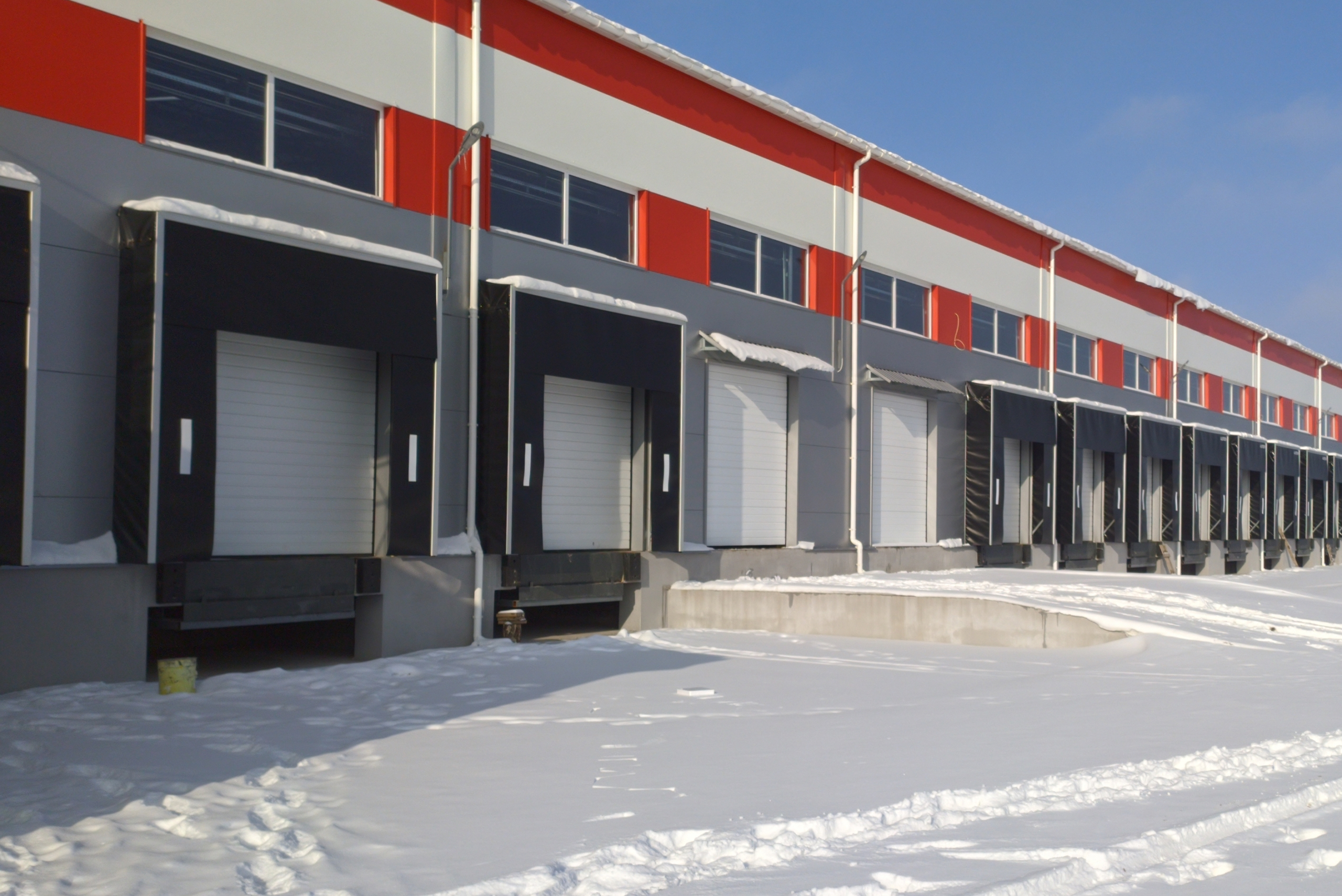 Snow on ground at loading dock
